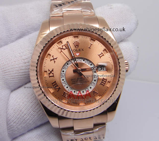 Rose Gold Rolex Sky-Dweller Replica Watch 40mm Rose Gold Rolex Sky-Dweller Replica Watch 40mm